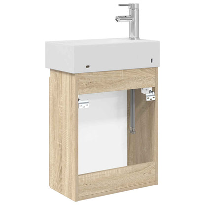 Mobile bagno con rubinetto Rovere Sonoma 45,5 x 25,5 x 84 cm | homemem39