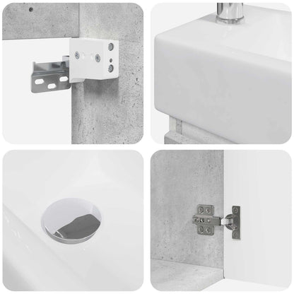 Mobile bagno con rubinetto Grigio Cemento 45,5 x 25,5 x 84 cm | homemem39