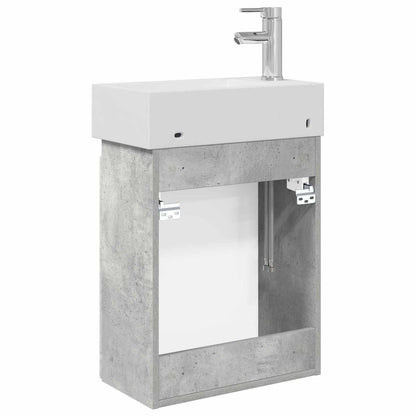 Mobile bagno con rubinetto Grigio Cemento 45,5 x 25,5 x 84 cm | homemem39