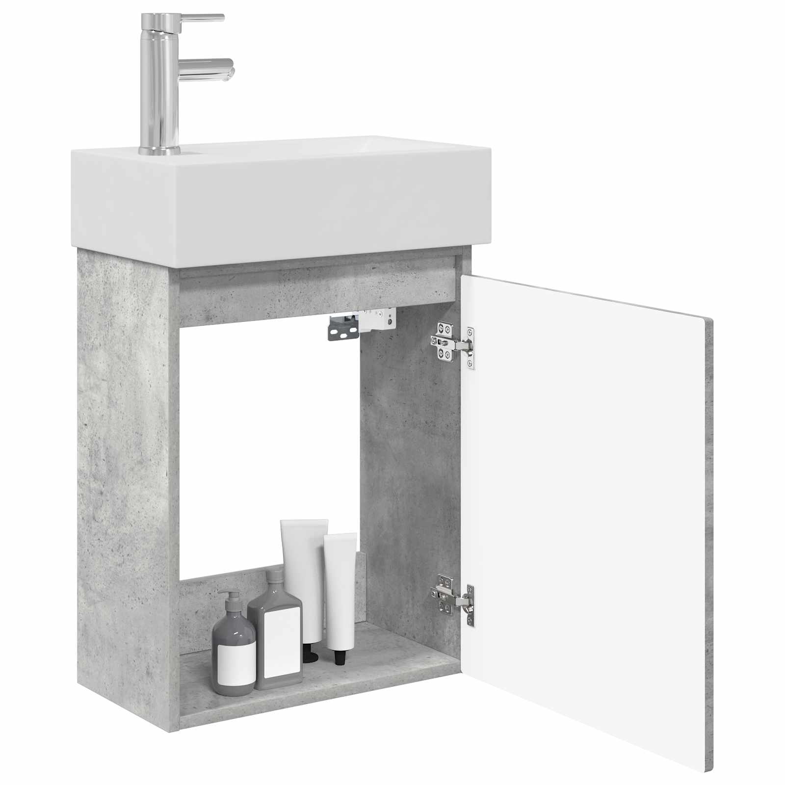 Mobile bagno con rubinetto Grigio Cemento 45,5 x 25,5 x 84 cm | homemem39