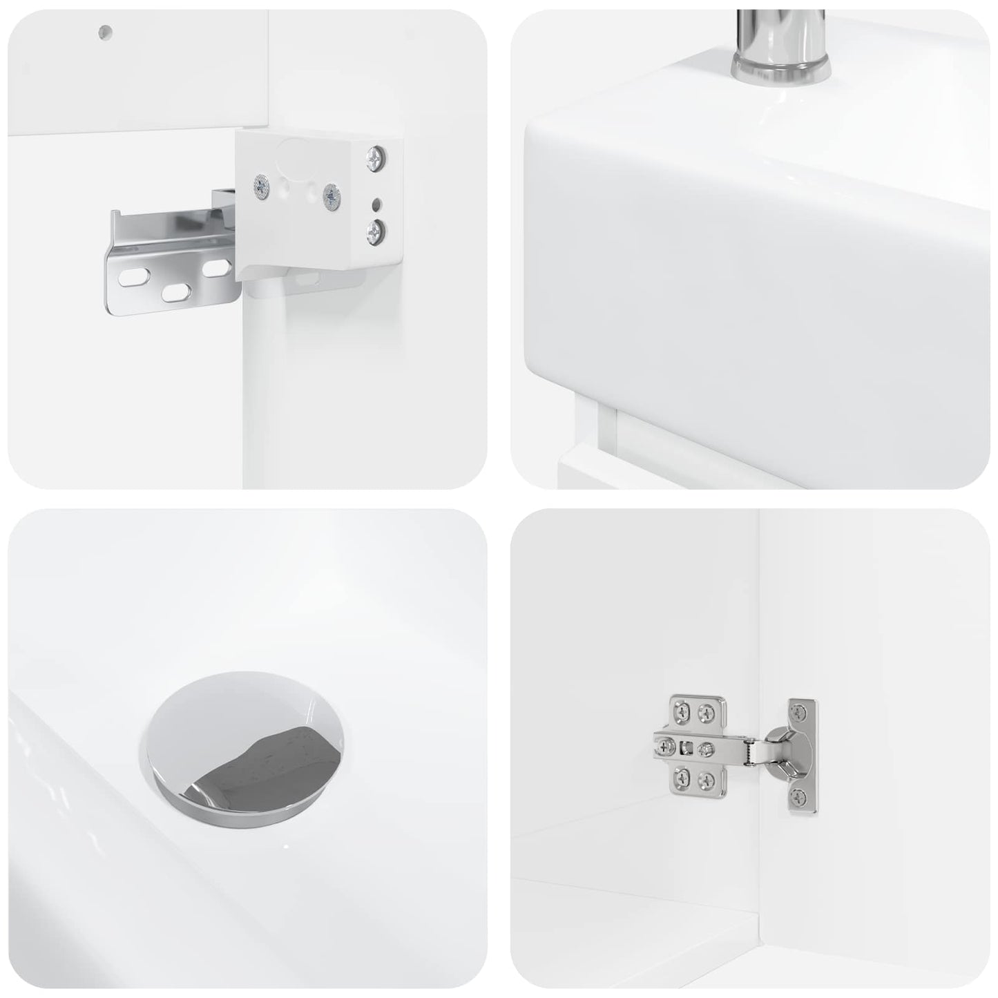 Mobile bagno con rubinetto Bianco Lucido 45,5 x 25,5 x 84 cm | homemem39