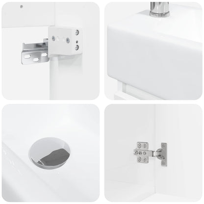 Mobile bagno con rubinetto Bianco Lucido 45,5 x 25,5 x 84 cm | homemem39