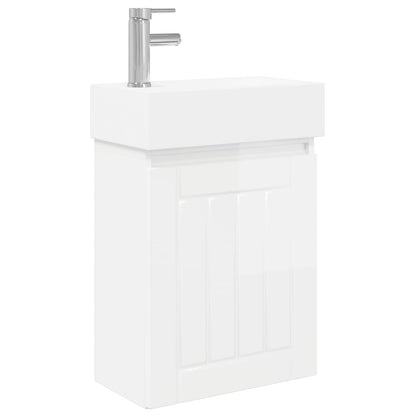 Mobile bagno con rubinetto Bianco Lucido 45,5 x 25,5 x 84 cm | homemem39