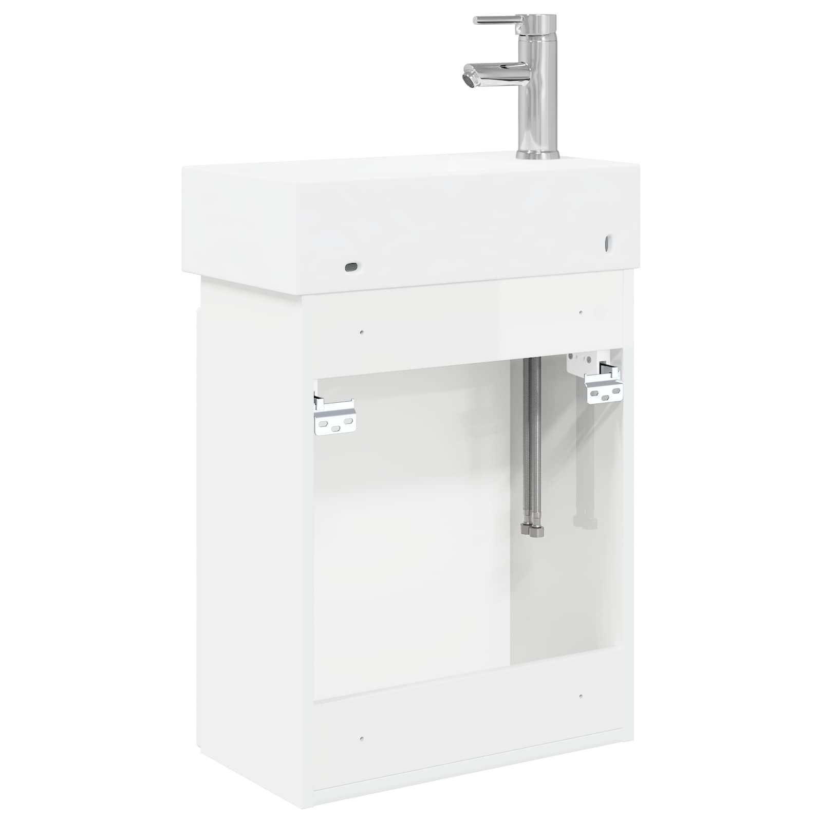 Mobile bagno con rubinetto Bianco Lucido 45,5 x 25,5 x 84 cm | homemem39