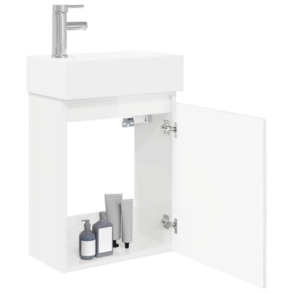 Mobile bagno con rubinetto Bianco Lucido 45,5 x 25,5 x 84 cm | homemem39