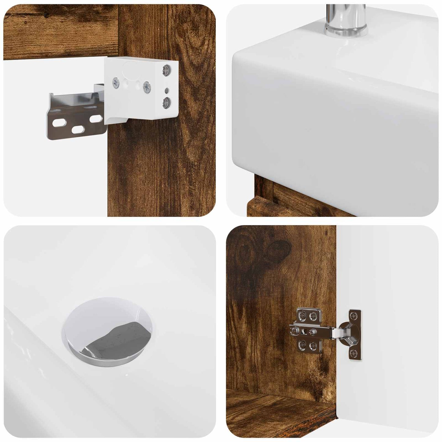 Mobile bagno con rubinetto Rovere Fumo 45,5 x 25,5 x 84 cm | homemem39