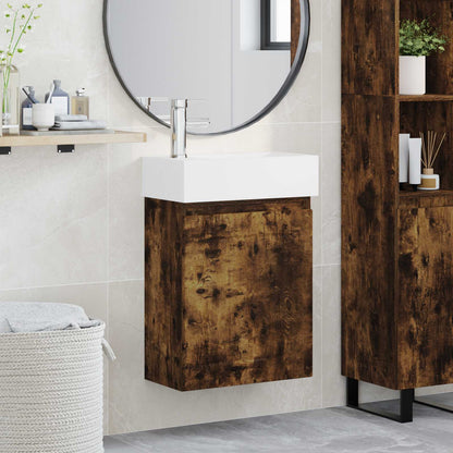 Mobile bagno con rubinetto Rovere Fumo 45,5 x 25,5 x 84 cm