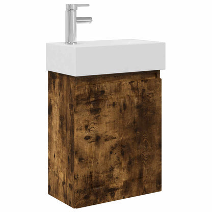 Mobile bagno con rubinetto Rovere Fumo 45,5 x 25,5 x 84 cm