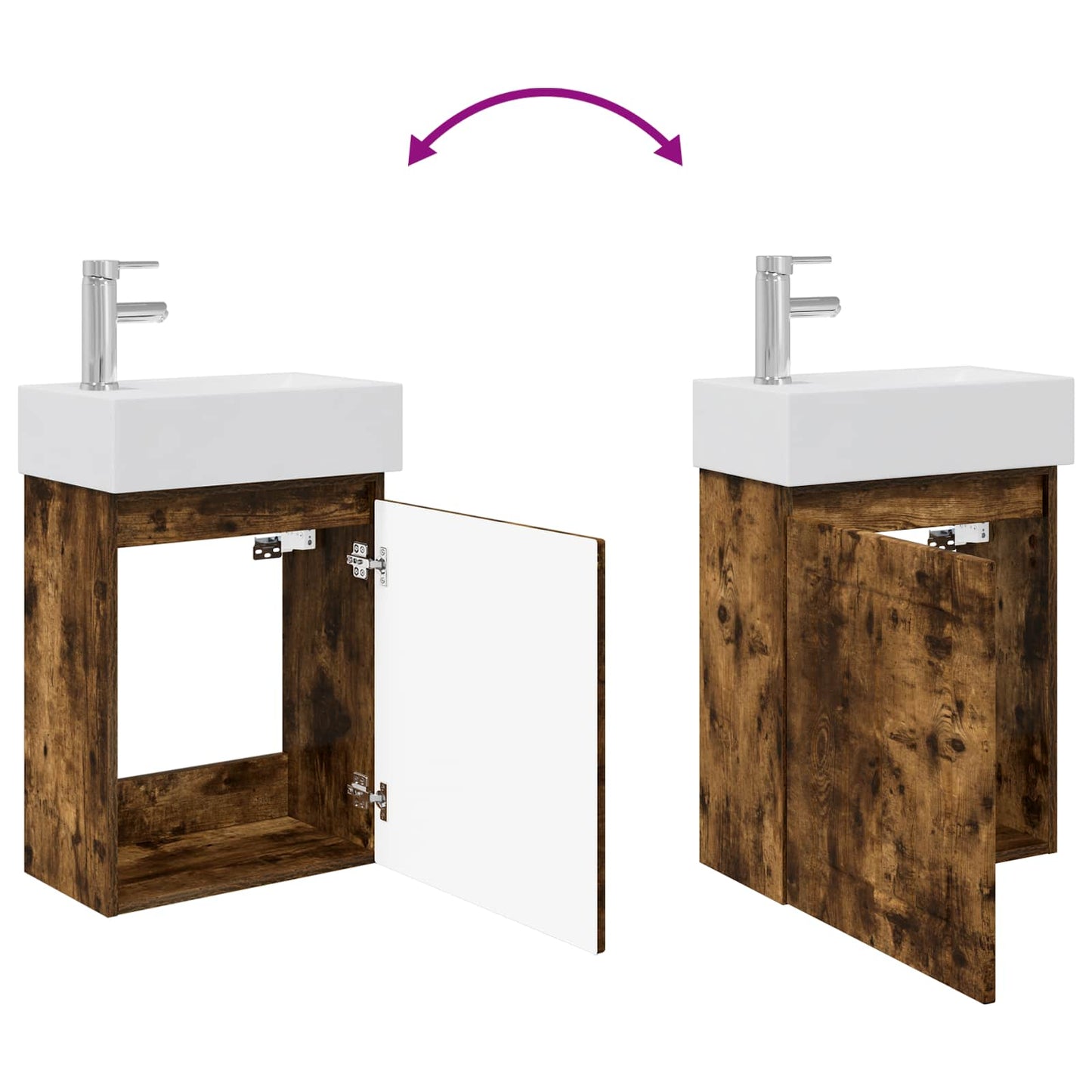 Mobile bagno con rubinetto Rovere Fumo 45,5 x 25,5 x 84 cm | homemem39
