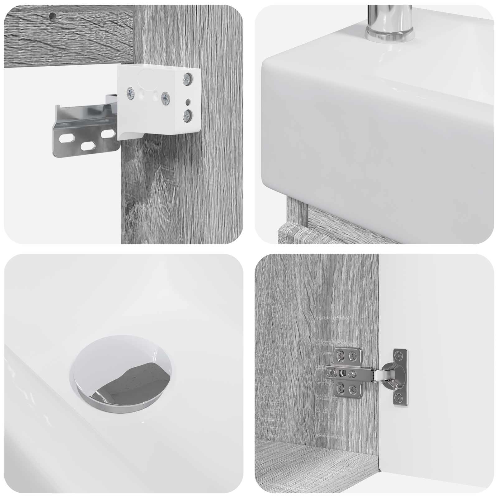 Mobile bagno con rubinetto Sonoma grigio 45,5 x 25,5 x 84 cm | homemem39