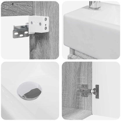 Mobile bagno con rubinetto Sonoma grigio 45,5 x 25,5 x 84 cm | homemem39