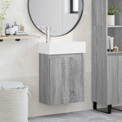 Mobile bagno con rubinetto Sonoma grigio 45,5 x 25,5 x 84 cm