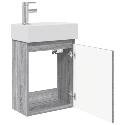 Mobile bagno con rubinetto Sonoma grigio 45,5 x 25,5 x 84 cm