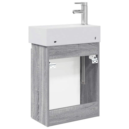 Mobile bagno con rubinetto Sonoma grigio 45,5 x 25,5 x 84 cm | homemem39