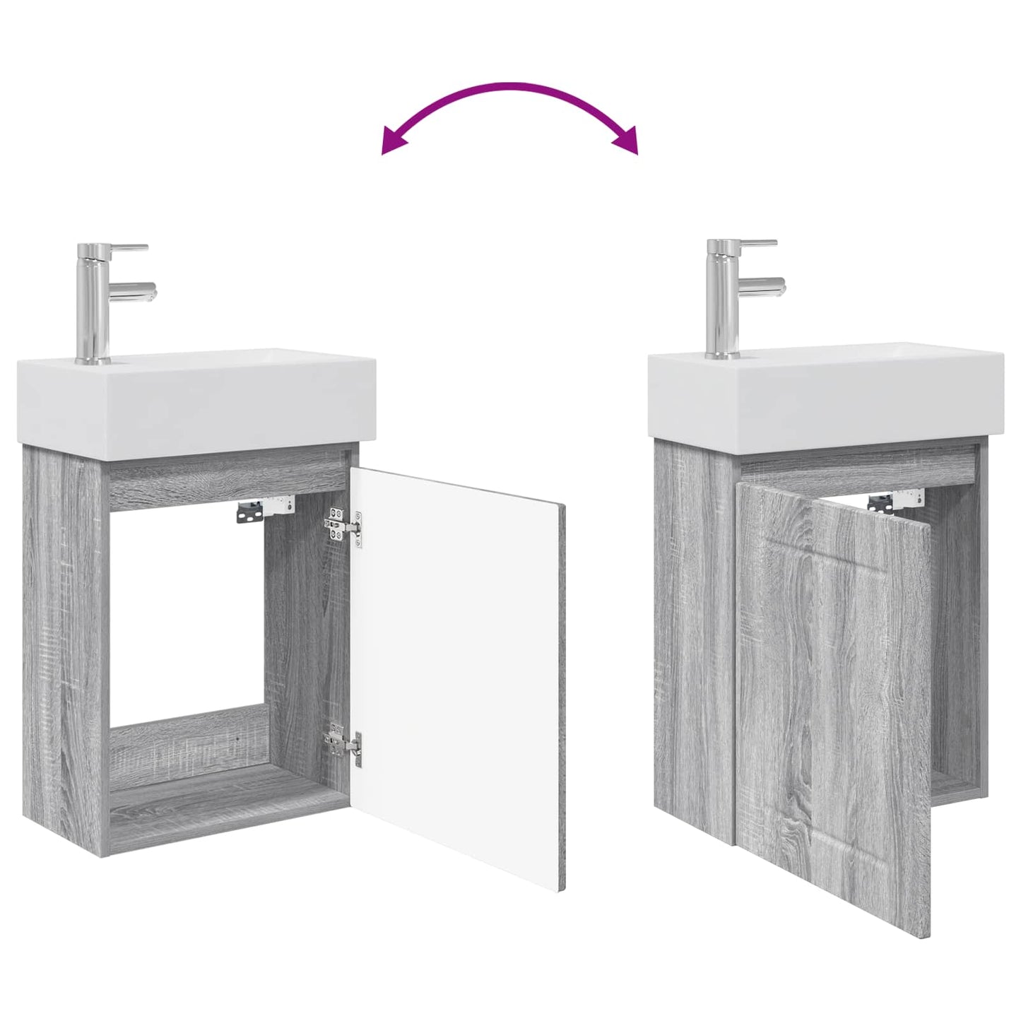 Mobile bagno con rubinetto Sonoma grigio 45,5 x 25,5 x 84 cm