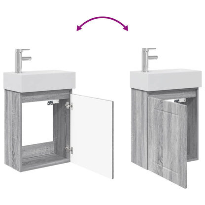 Mobile bagno con rubinetto Sonoma grigio 45,5 x 25,5 x 84 cm