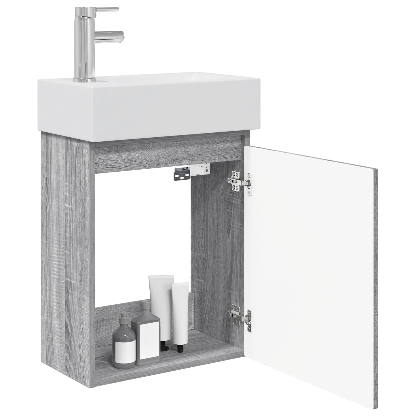 Mobile bagno con rubinetto Sonoma grigio 45,5 x 25,5 x 84 cm