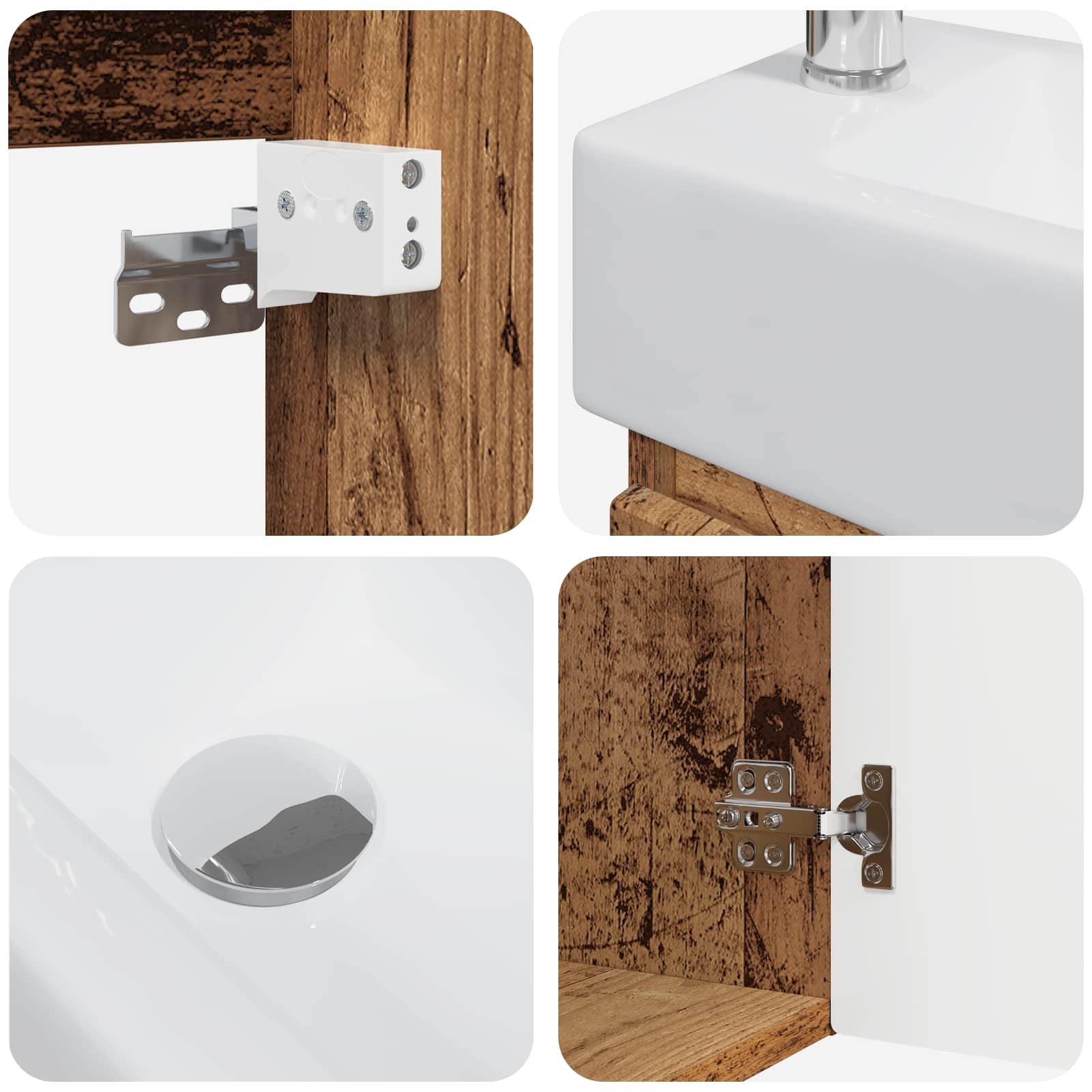 Mobile bagno con rubinetto Legno antico 45,5 x 25,5 x 84 cm | homemem39