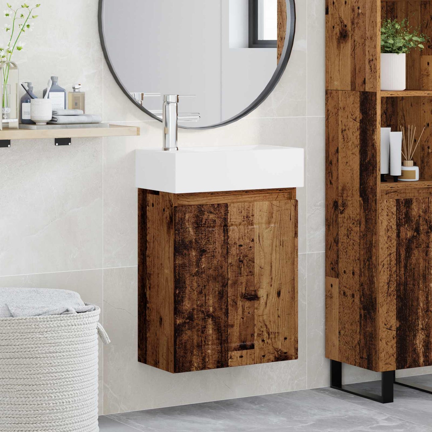 Mobile bagno con rubinetto Legno antico 45,5 x 25,5 x 84 cm | homemem39