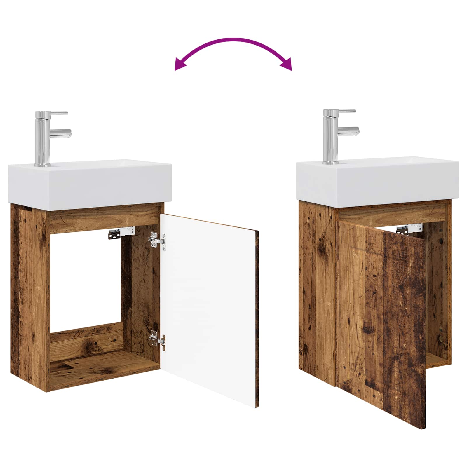 Mobile bagno con rubinetto Legno antico 45,5 x 25,5 x 84 cm | homemem39