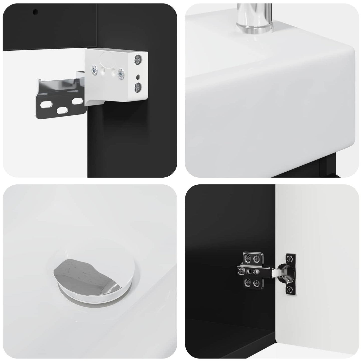 Mobile bagno con rubinetto Nero 45,5 x 25,5 x 84 cm | homemem39