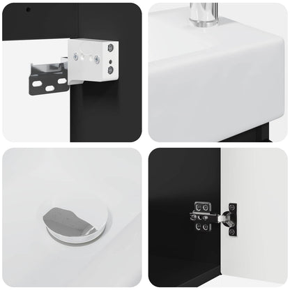 Mobile bagno con rubinetto Nero 45,5 x 25,5 x 84 cm | homemem39