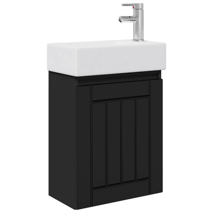 Mobile bagno con rubinetto Nero 45,5 x 25,5 x 84 cm | homemem39