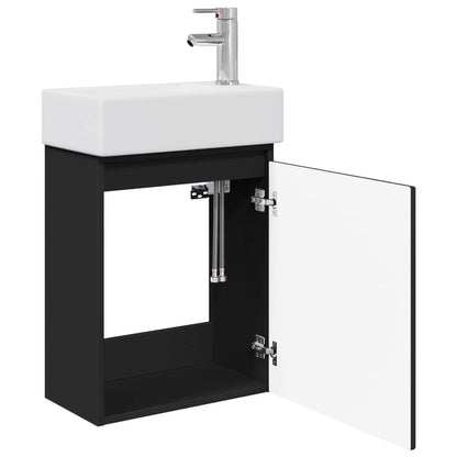 Mobile bagno con rubinetto Nero 45,5 x 25,5 x 84 cm | homemem39
