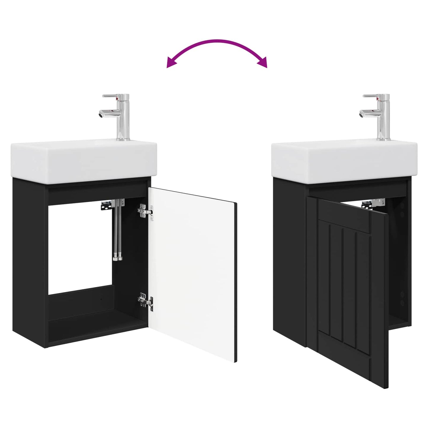 Mobile bagno con rubinetto Nero 45,5 x 25,5 x 84 cm | homemem39