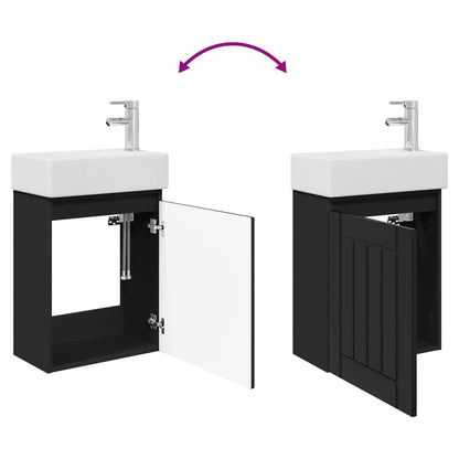 Mobile bagno con rubinetto Nero 45,5 x 25,5 x 84 cm | homemem39