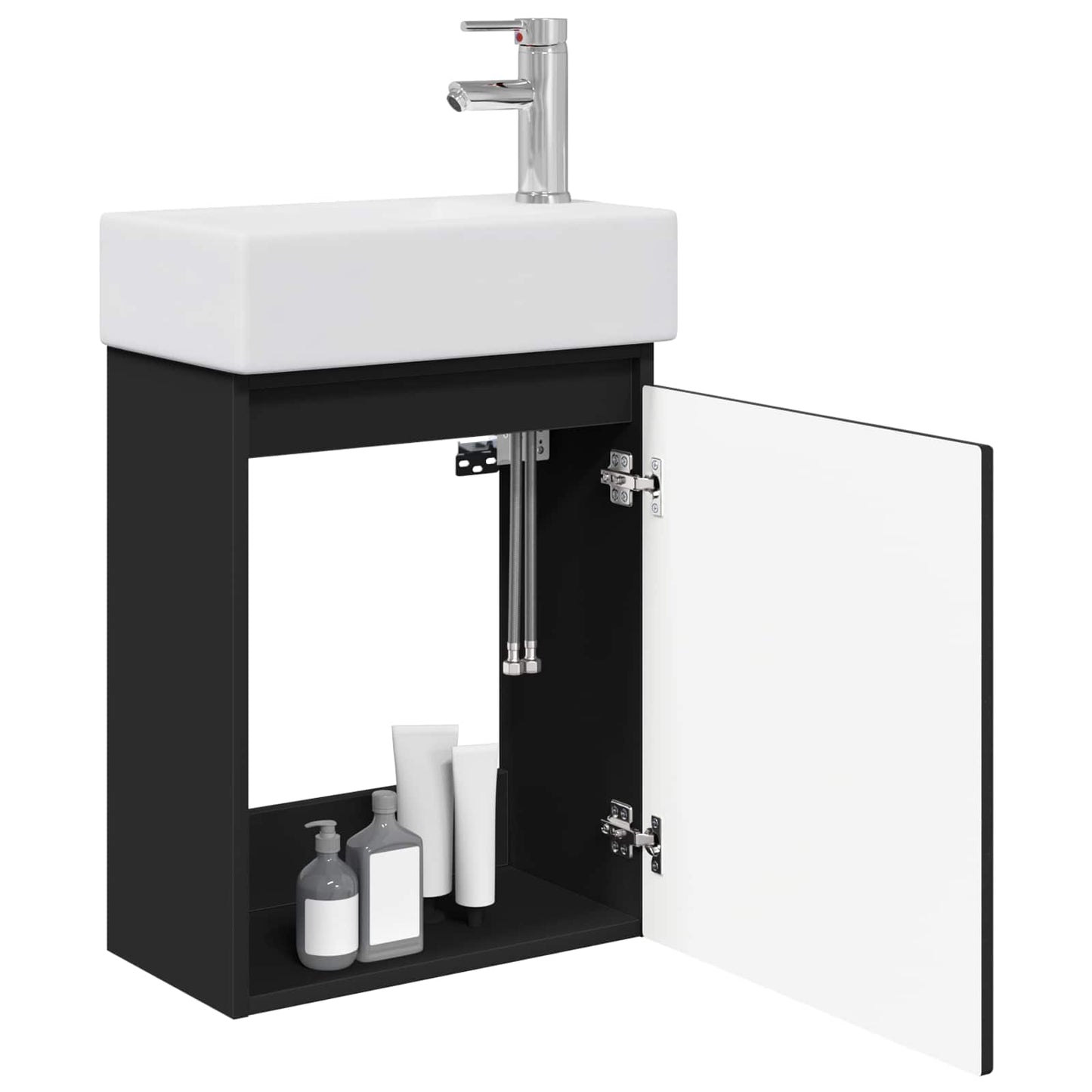 Mobile bagno con rubinetto Nero 45,5 x 25,5 x 84 cm | homemem39