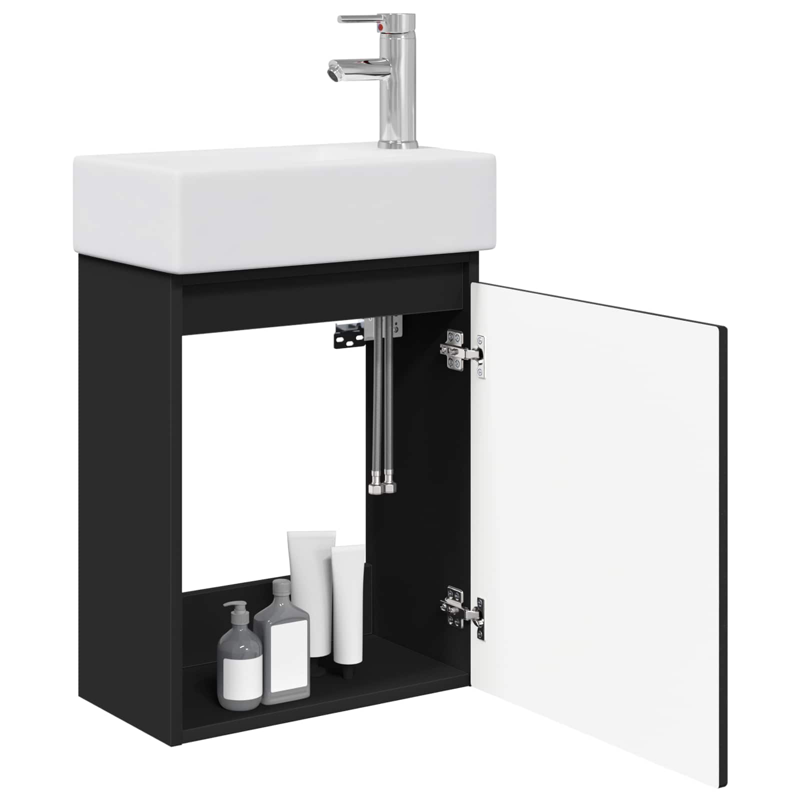 Mobile bagno con rubinetto Nero 45,5 x 25,5 x 84 cm | homemem39