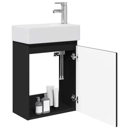 Mobile bagno con rubinetto Nero 45,5 x 25,5 x 84 cm | homemem39