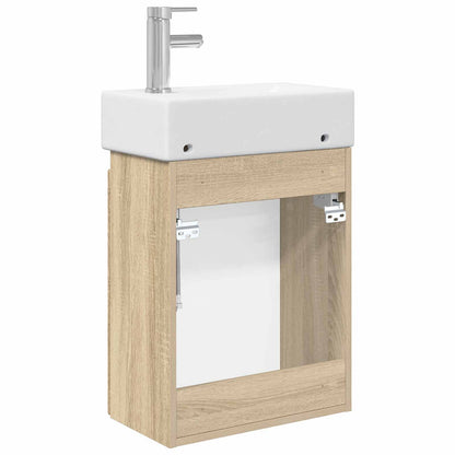Mobile bagno con rubinetto Rovere Sonoma 45,5 x 25,5 x 84 cm | homemem39