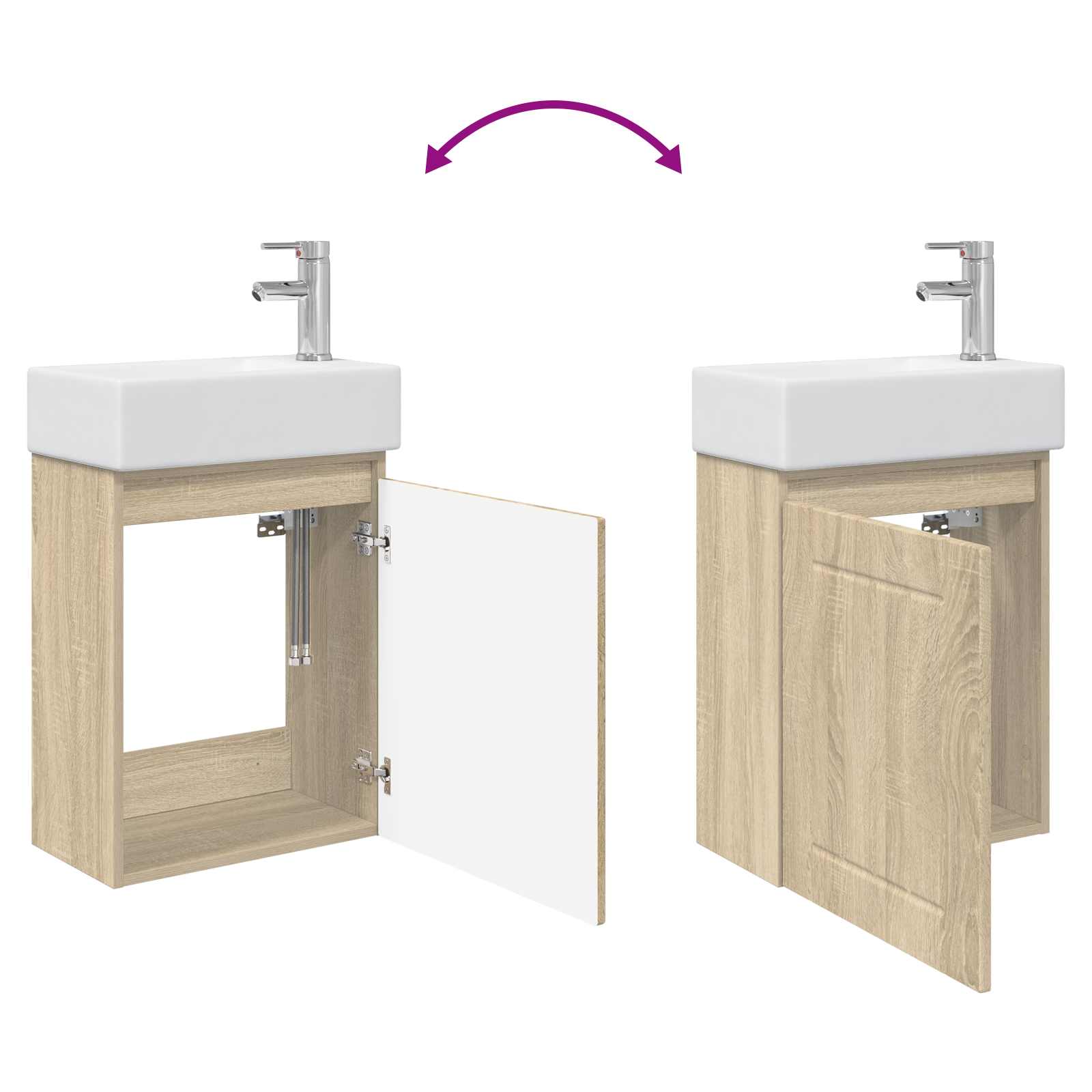 Mobile bagno con rubinetto Rovere Sonoma 45,5 x 25,5 x 84 cm | homemem39
