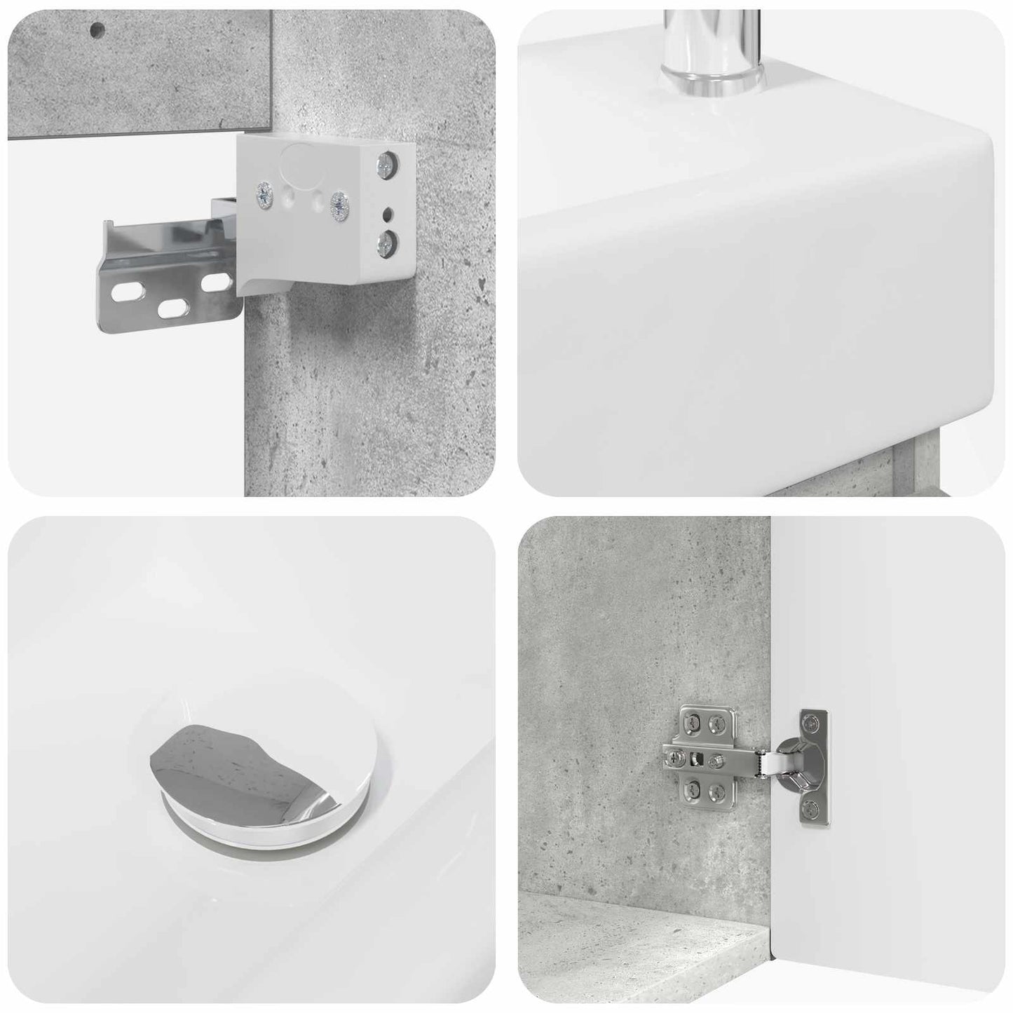 Mobile bagno con rubinetto Grigio Cemento 45,5 x 25,5 x 84 cm | homemem39