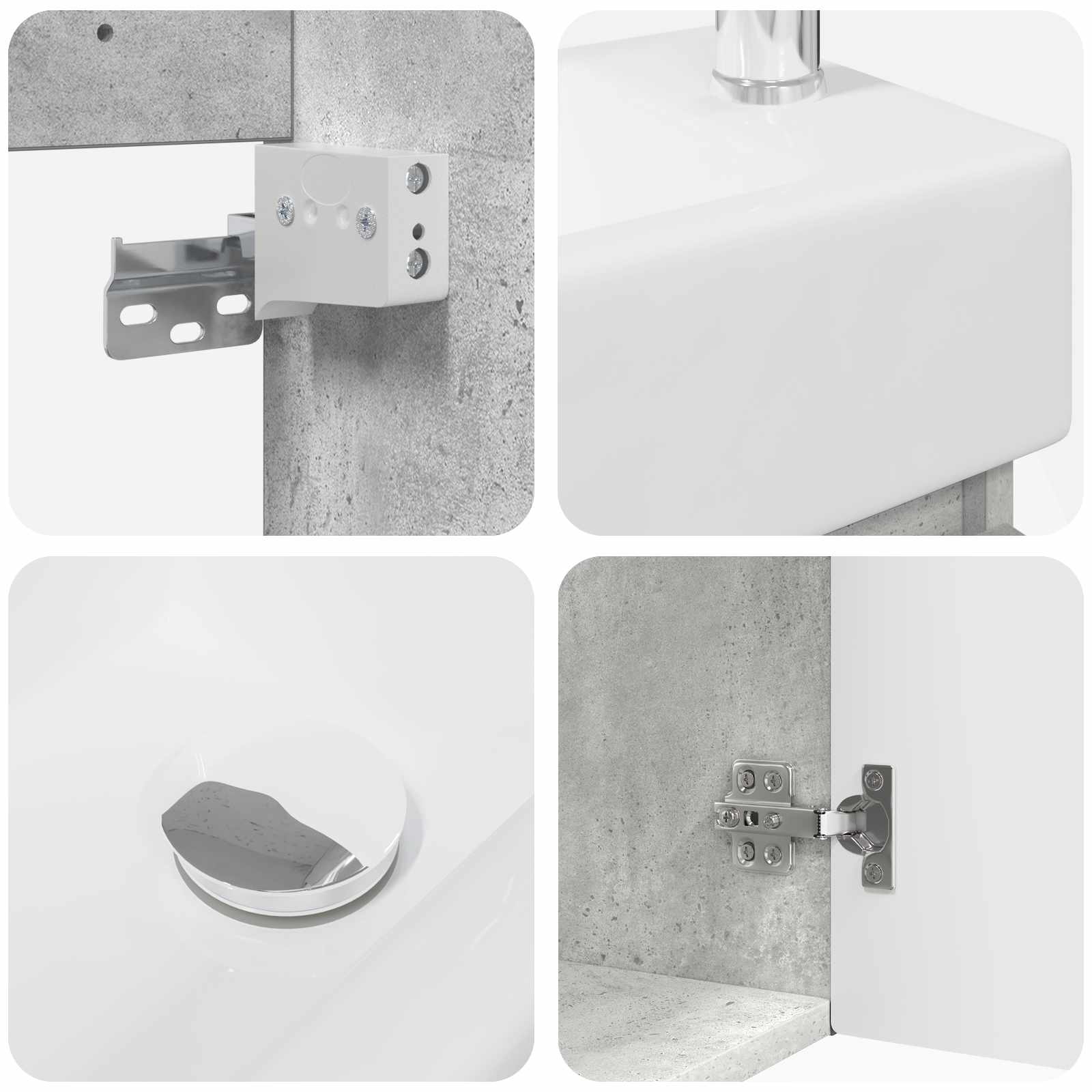 Mobile bagno con rubinetto Grigio Cemento 45,5 x 25,5 x 84 cm | homemem39