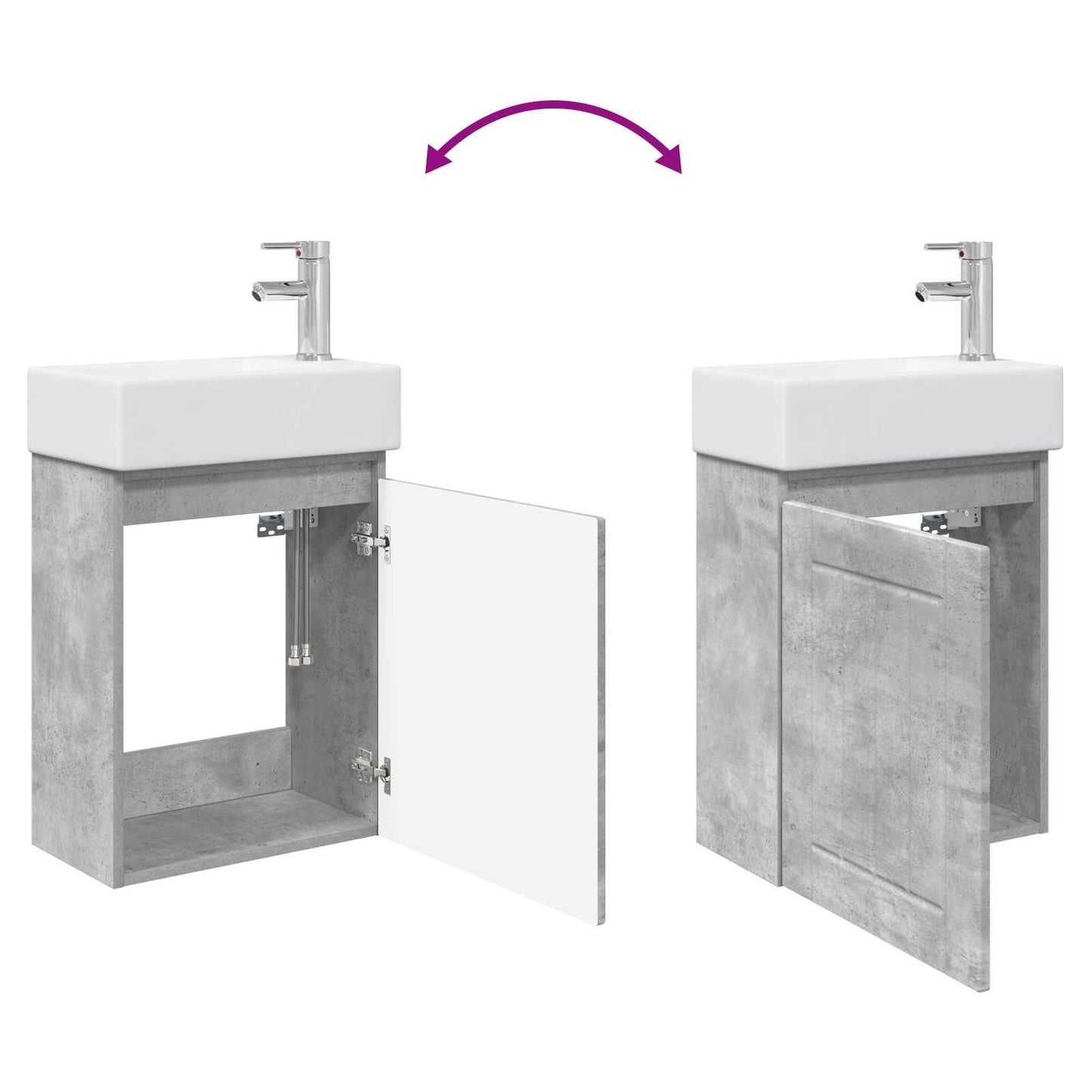 Mobile bagno con rubinetto Grigio Cemento 45,5 x 25,5 x 84 cm | homemem39