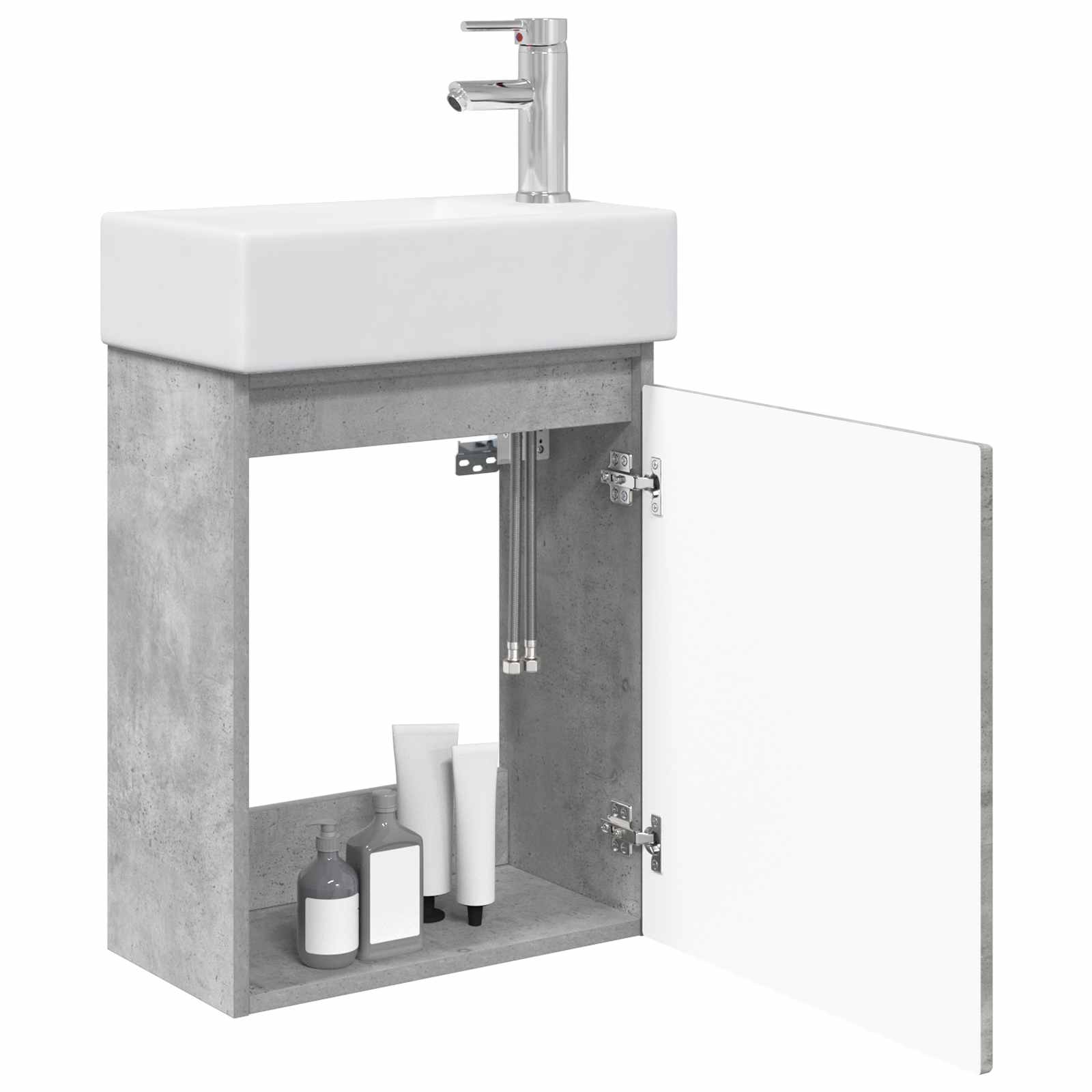 Mobile bagno con rubinetto Grigio Cemento 45,5 x 25,5 x 84 cm | homemem39