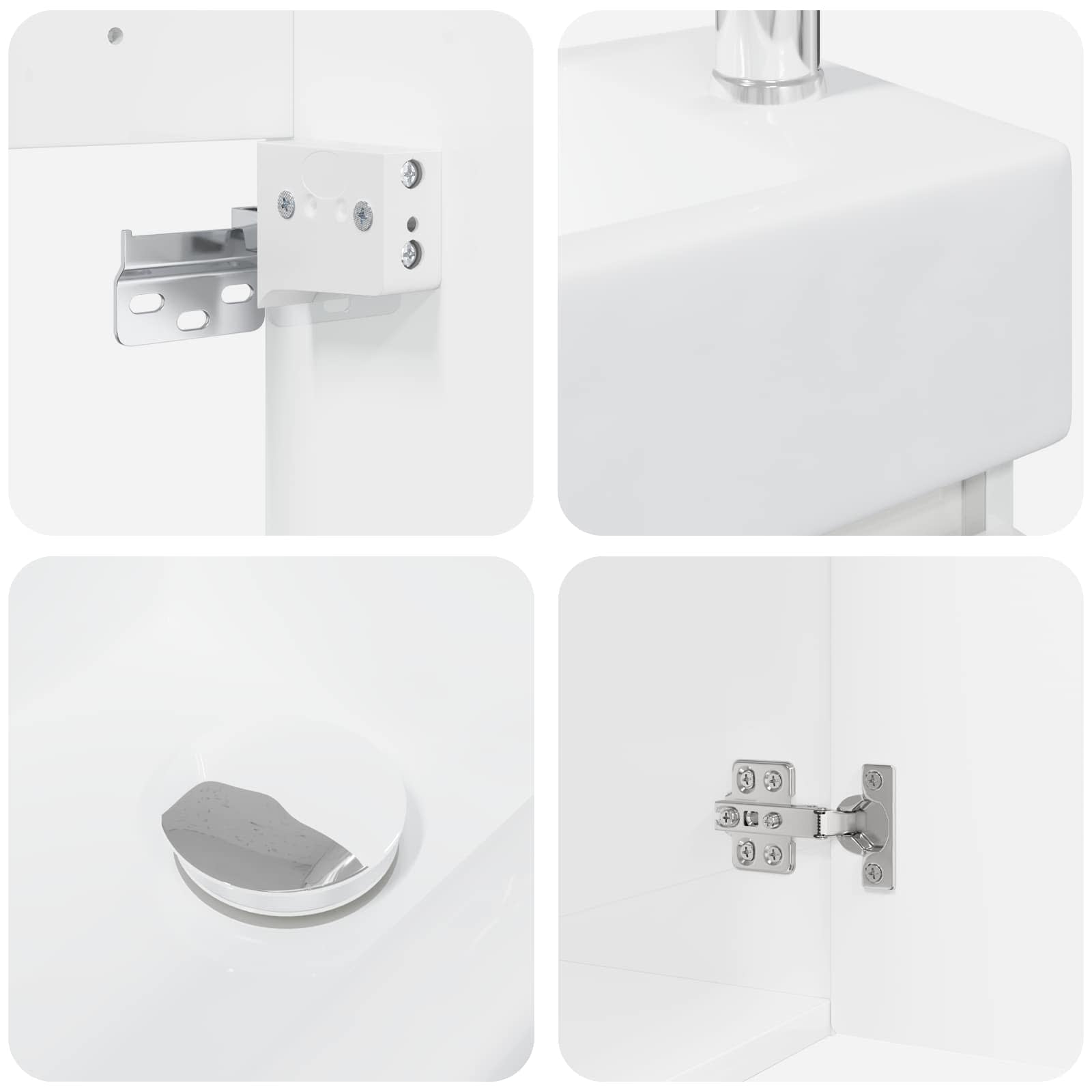 Mobile bagno con rubinetto Bianco Lucido 45,5 x 25,5 x 84 cm | homemem39