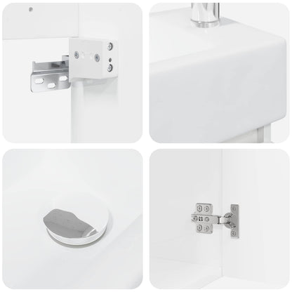 Mobile bagno con rubinetto Bianco Lucido 45,5 x 25,5 x 84 cm | homemem39