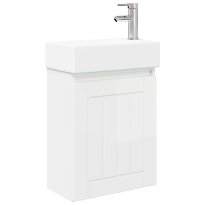 Mobile bagno con rubinetto Bianco Lucido 45,5 x 25,5 x 84 cm | homemem39