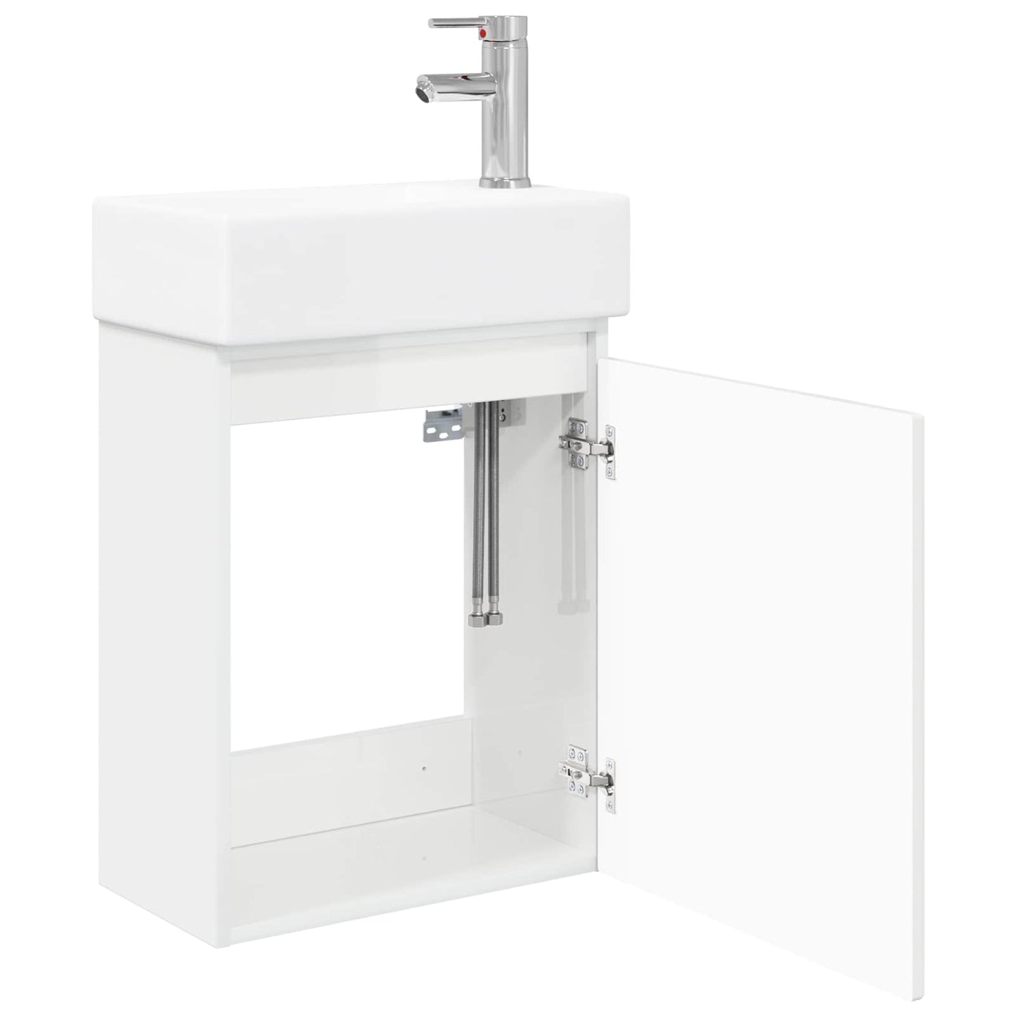 Mobile bagno con rubinetto Bianco Lucido 45,5 x 25,5 x 84 cm | homemem39