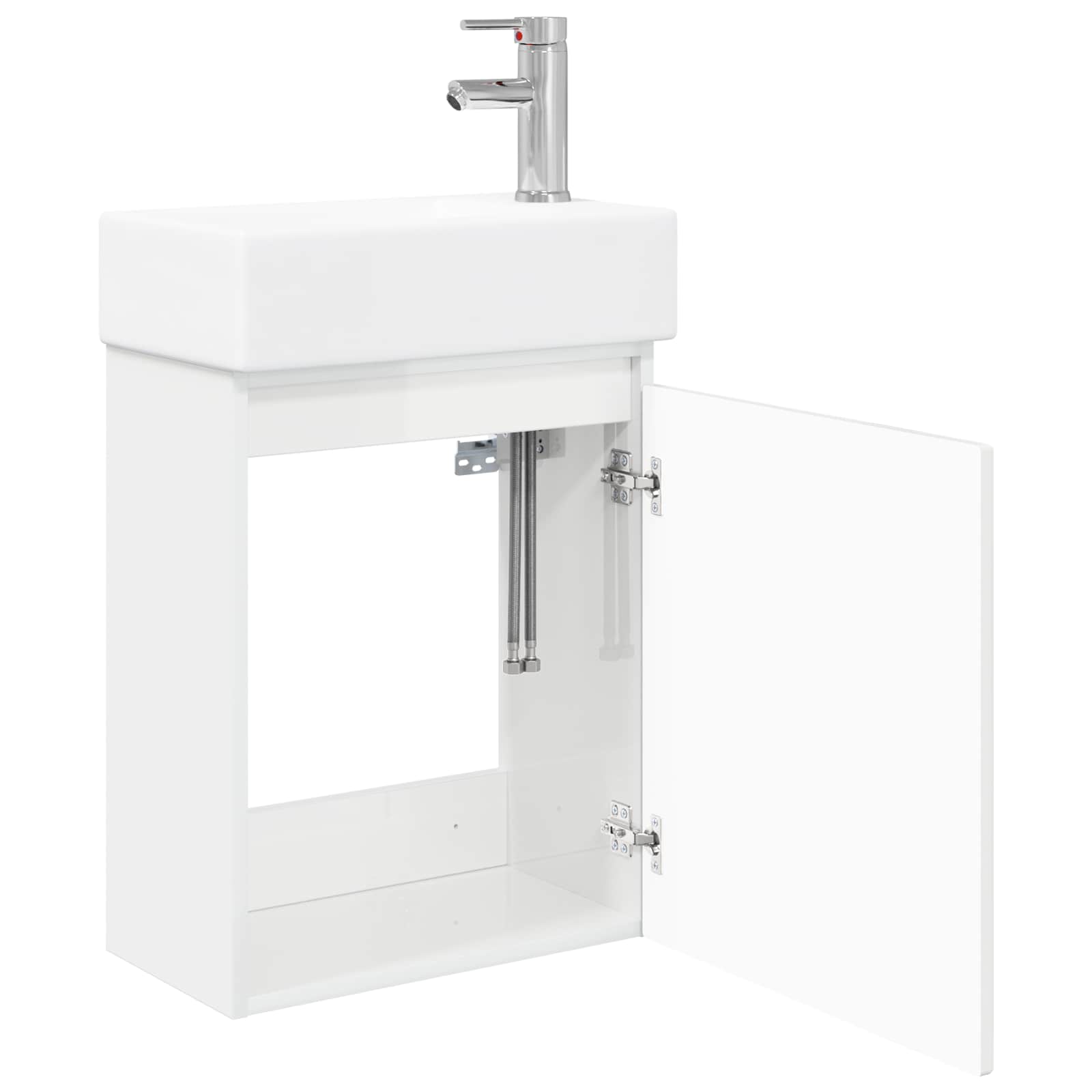 Mobile bagno con rubinetto Bianco Lucido 45,5 x 25,5 x 84 cm | homemem39
