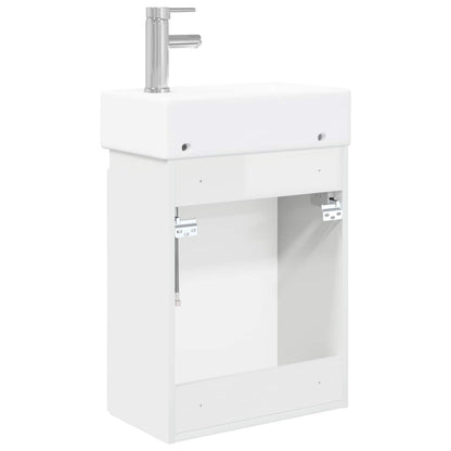 Mobile bagno con rubinetto Bianco Lucido 45,5 x 25,5 x 84 cm | homemem39