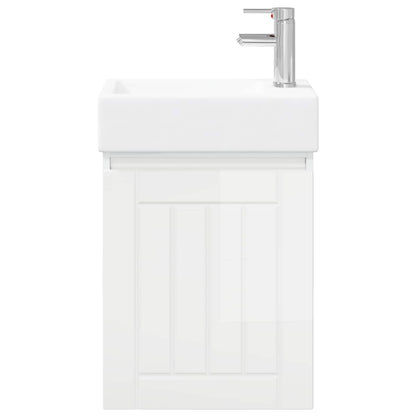 Mobile bagno con rubinetto Bianco Lucido 45,5 x 25,5 x 84 cm | homemem39