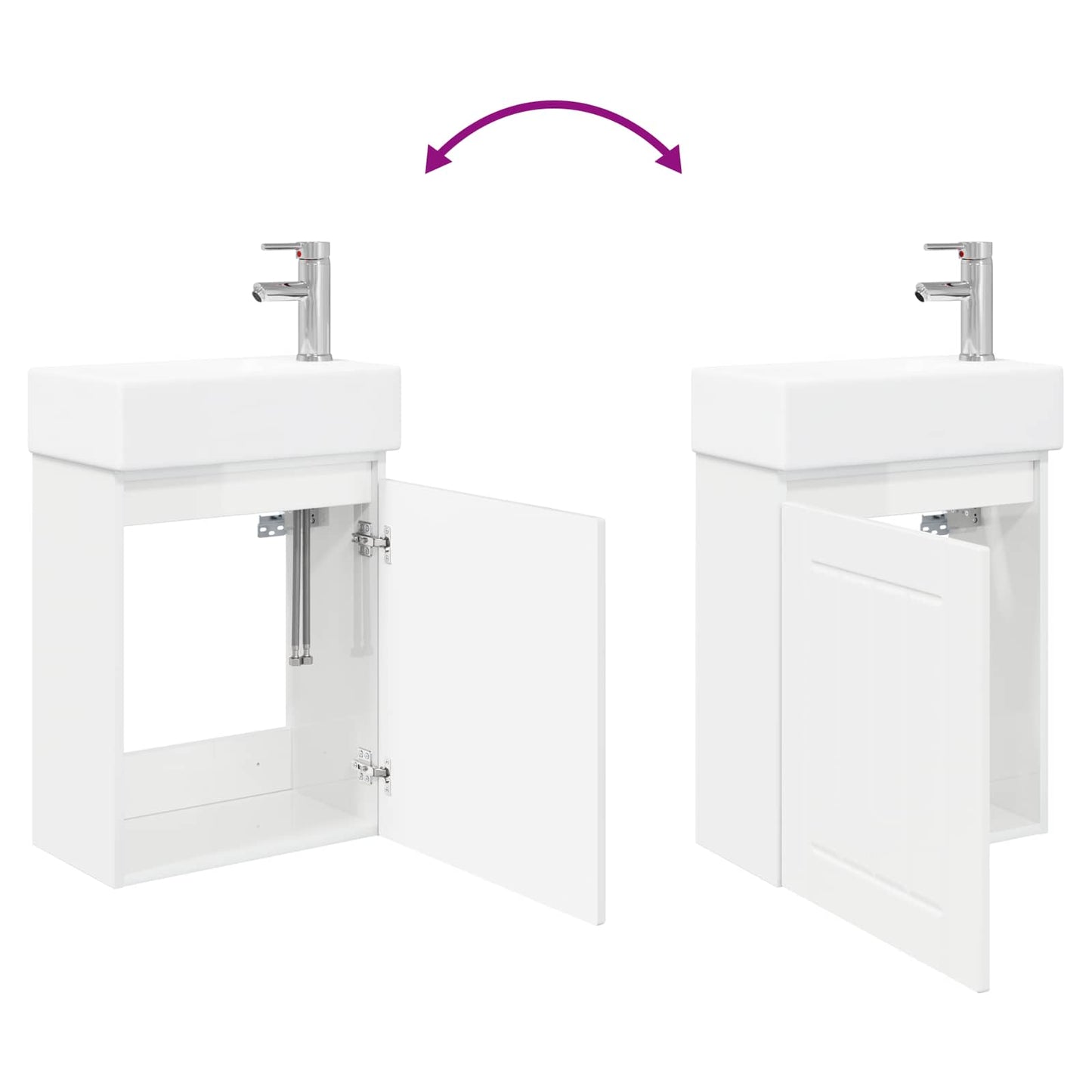 Mobile bagno con rubinetto Bianco Lucido 45,5 x 25,5 x 84 cm | homemem39
