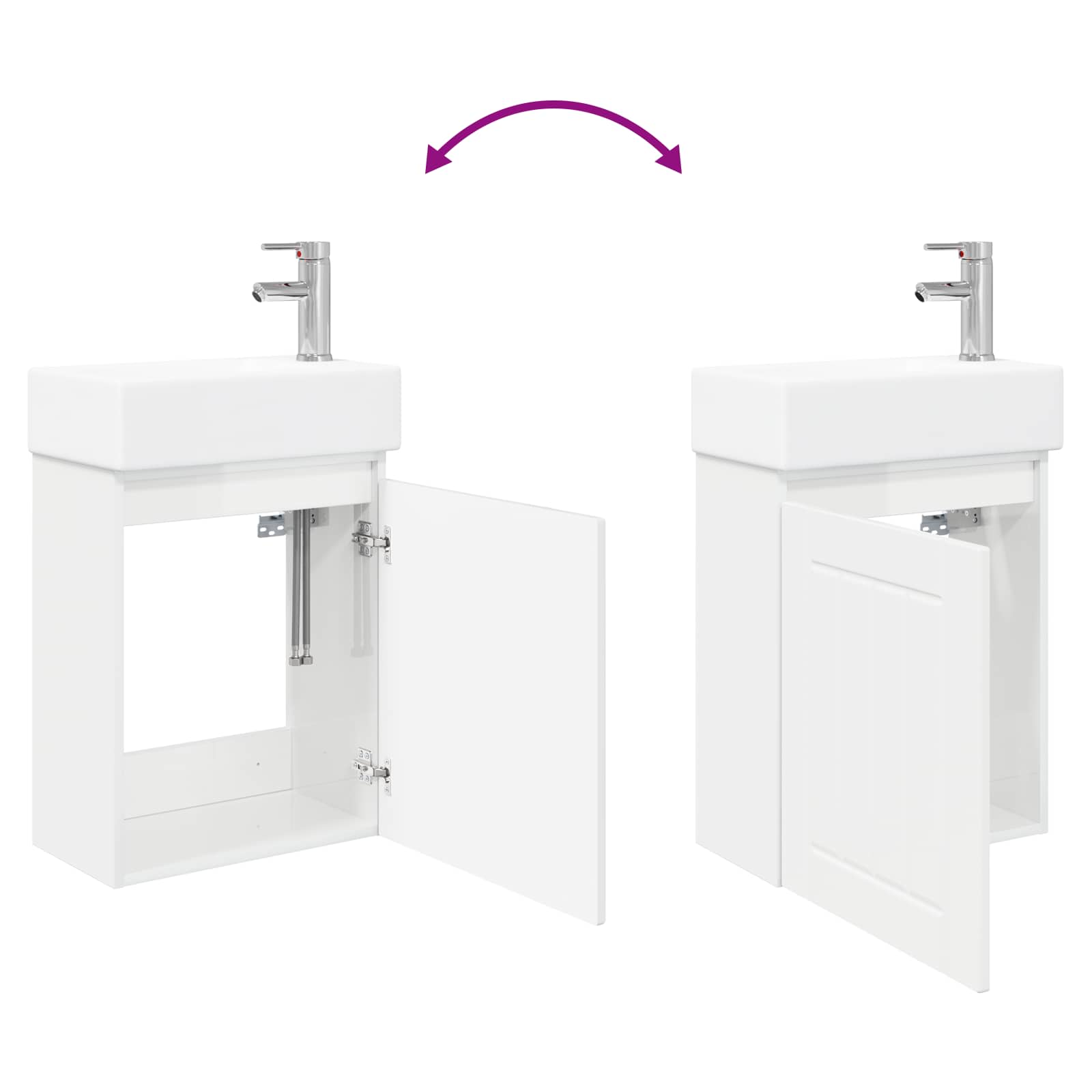 Mobile bagno con rubinetto Bianco Lucido 45,5 x 25,5 x 84 cm | homemem39