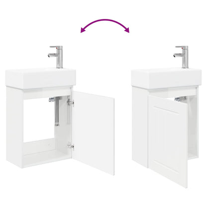 Mobile bagno con rubinetto Bianco Lucido 45,5 x 25,5 x 84 cm | homemem39