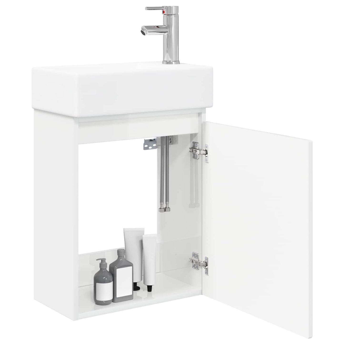 Mobile bagno con rubinetto Bianco Lucido 45,5 x 25,5 x 84 cm | homemem39